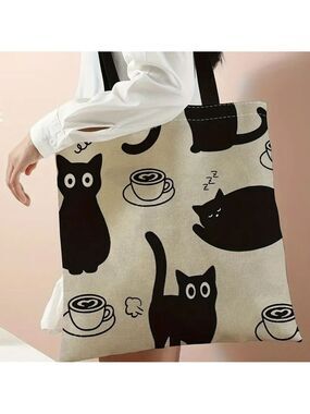 Purr-fectly Cute Cat & Coffee Tote Bag